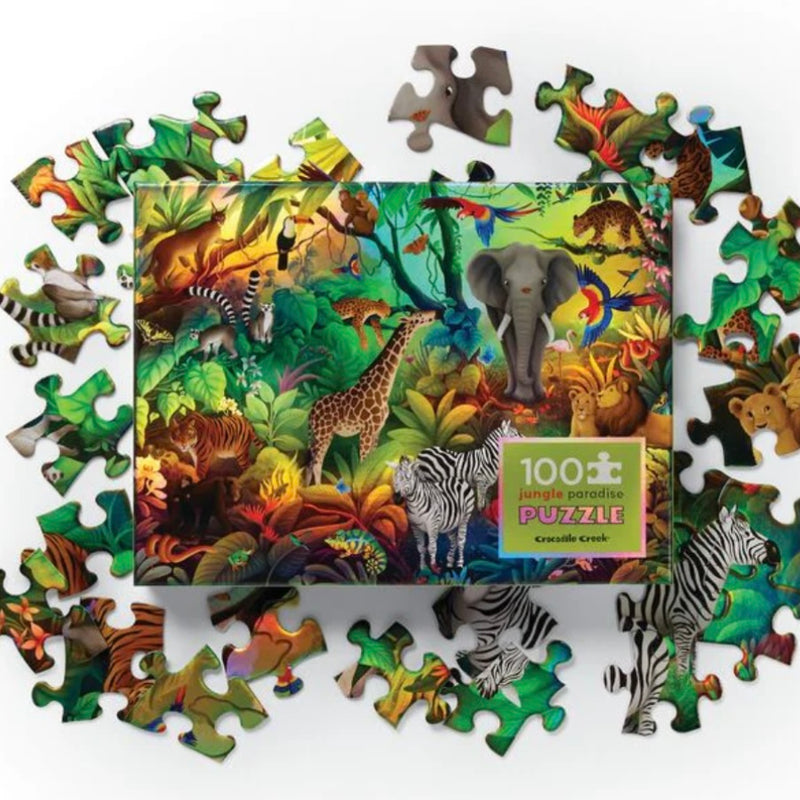 Crocodile Creek Holographic Jigsaw Puzzle 100pc Jungle Paradise 5yrs+