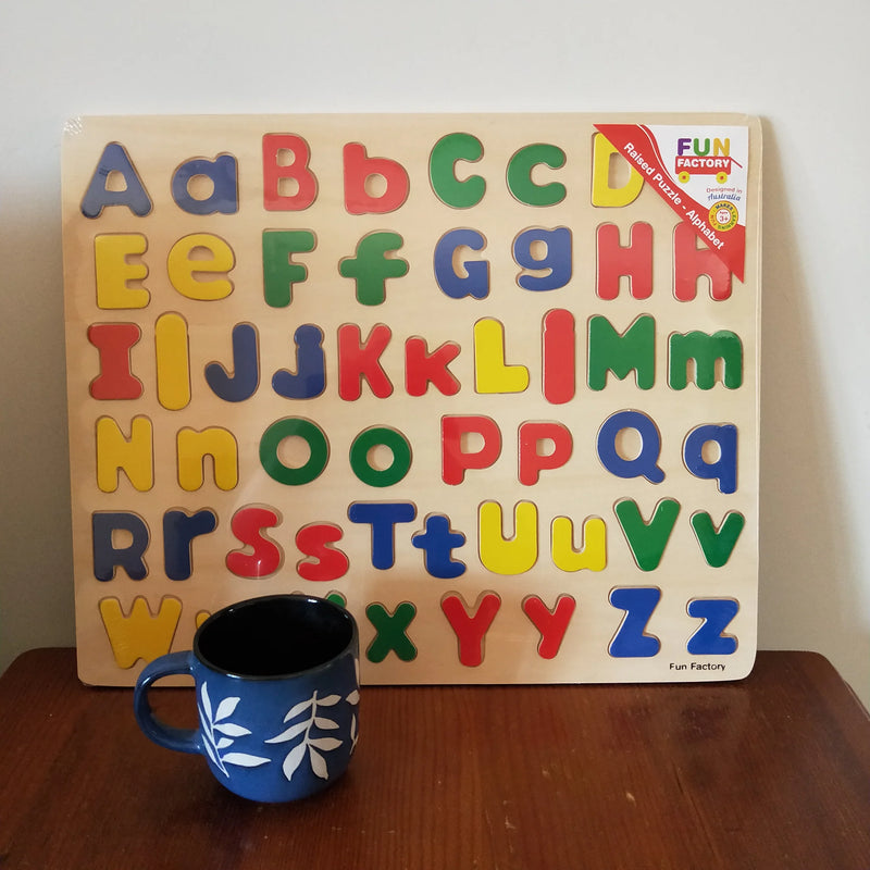 Fun Factory Wooden Alphabet Puzzle Early Literacy Cognitive Language Development Toys 3yrs+