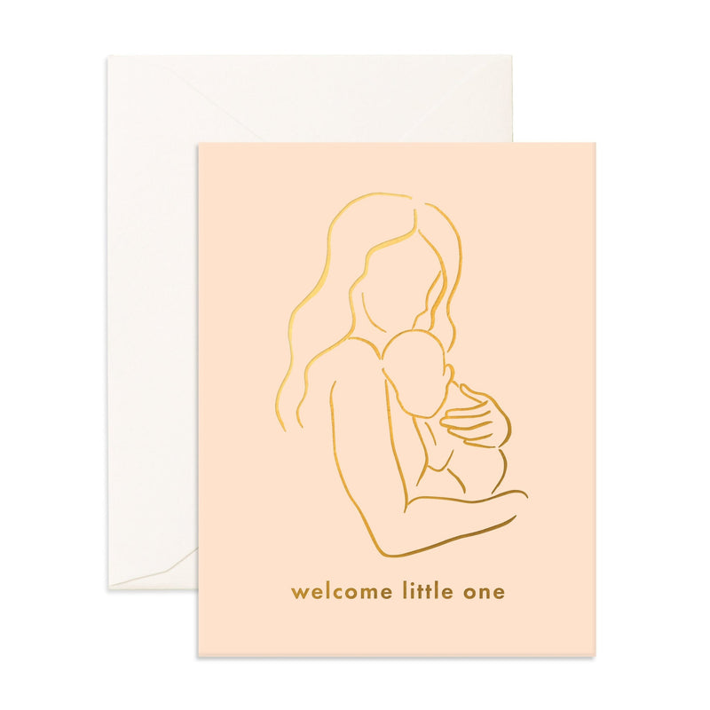 Welcome Little One Mama New Born Kids Birthday Greeting Card by Fox and Fallow