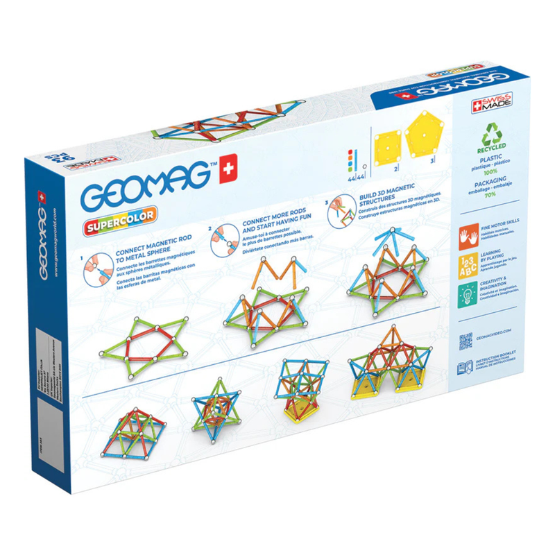 Geomag Classic Supercolor Recycled RE 93pcs Magnetic Toys STEM Toys Early Science 3yrs+