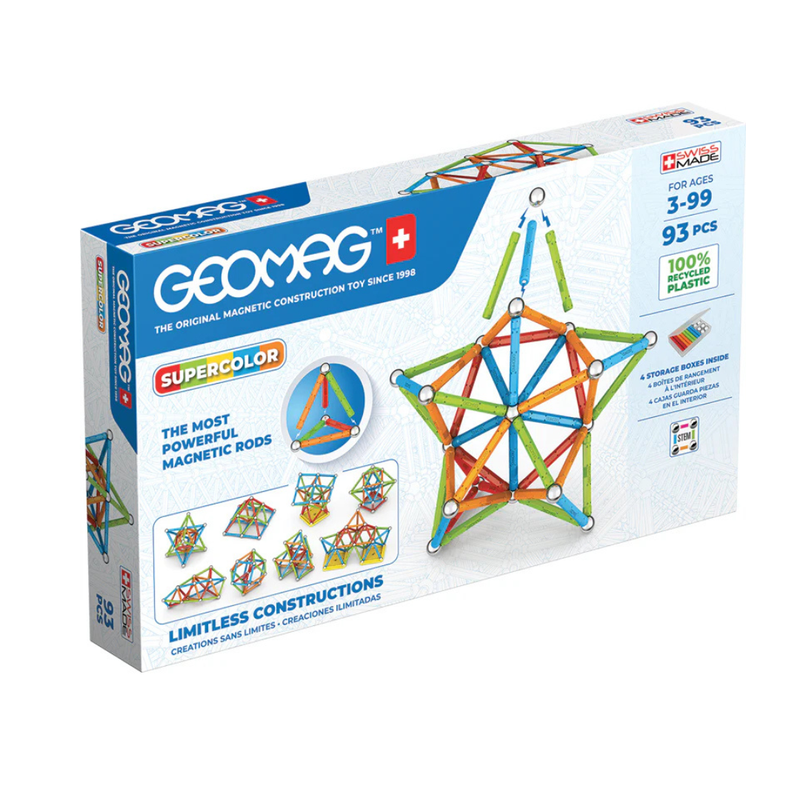 Geomag Classic Supercolor Recycled RE 93pcs Magnetic Toys STEM Toys Early Science 3yrs+