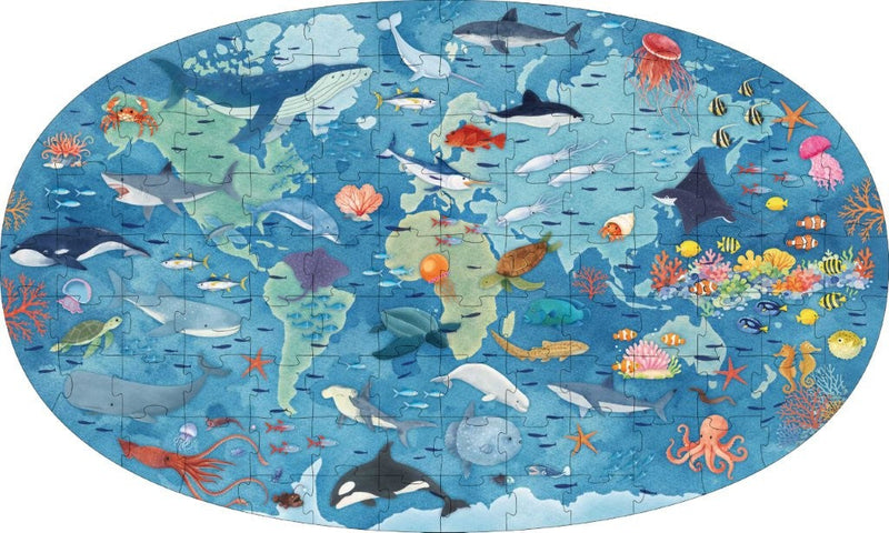 Glow in the Dark Day and Night Sea 100pc Puzzle and Book Set by Sassi Ocean Theme Gift Idea for 5yrs+