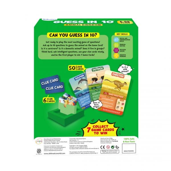 Guess in 10 Card Games for kids Animals by Skillmatics Animals Toys 6yrs+