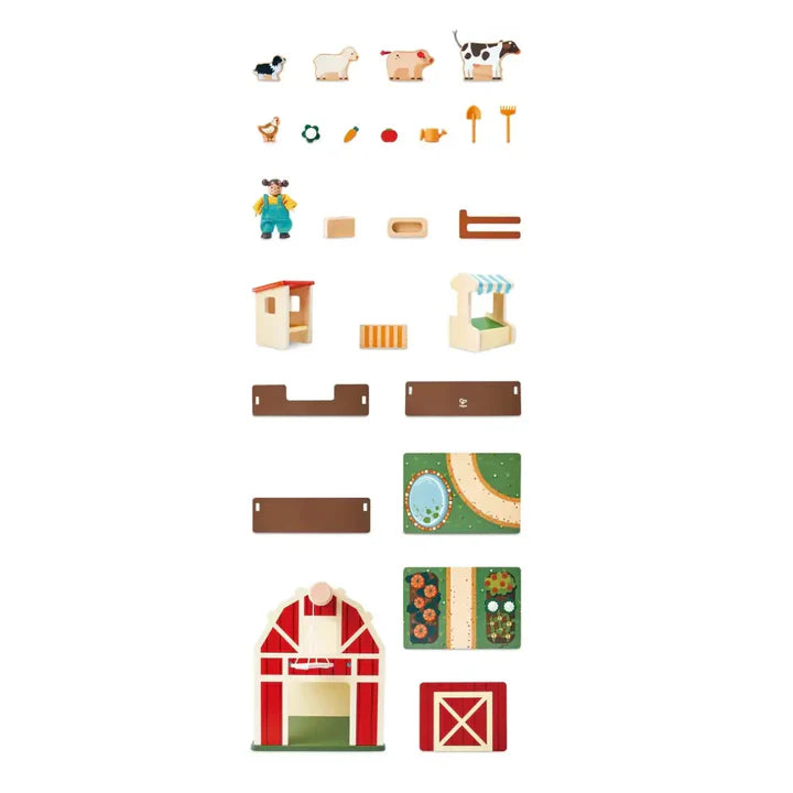 Hape Happy Farm Barn 33pcs Playset Wooden Farm Animals Pretend & Imaginative Play 3yrs+