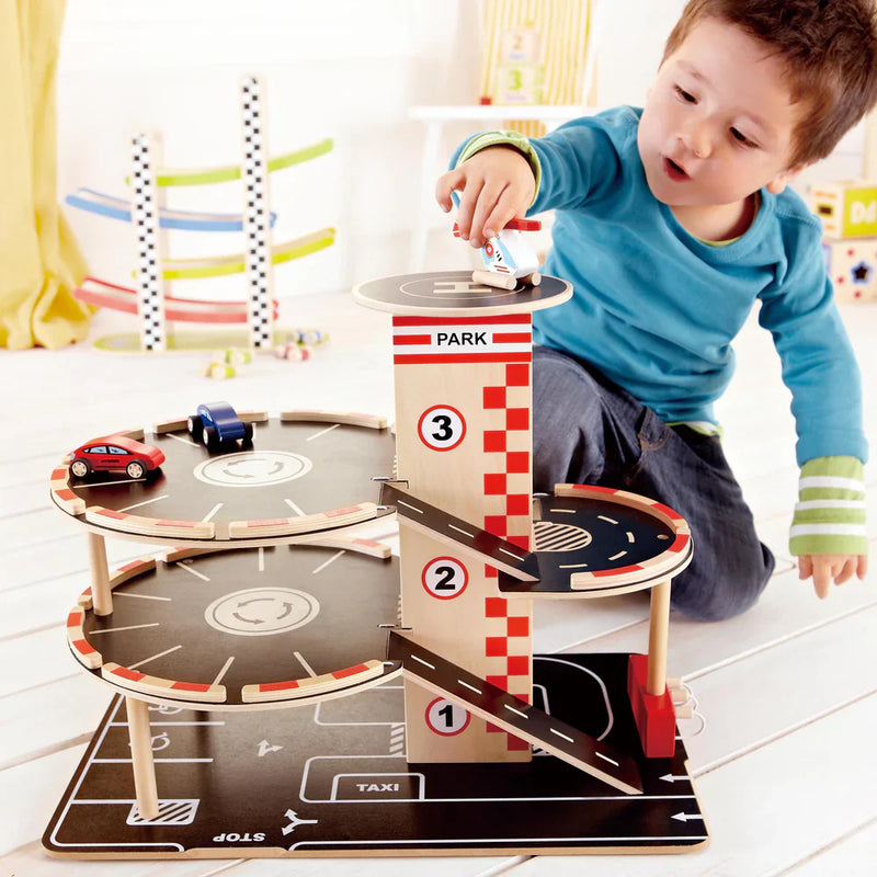 Hape Wooden Park & Go Garage Toy Car Wooden Toys Car Gift Idea for 3yrs+ (Bulky Shipping)