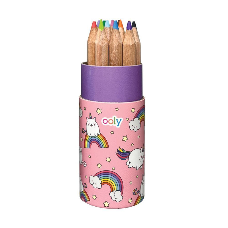 Ooly Draw 'n Doodle Mini Pencils Set of 12 with Sharpener Assorted Design Stationary Art and Craft for Kids 3yrs+