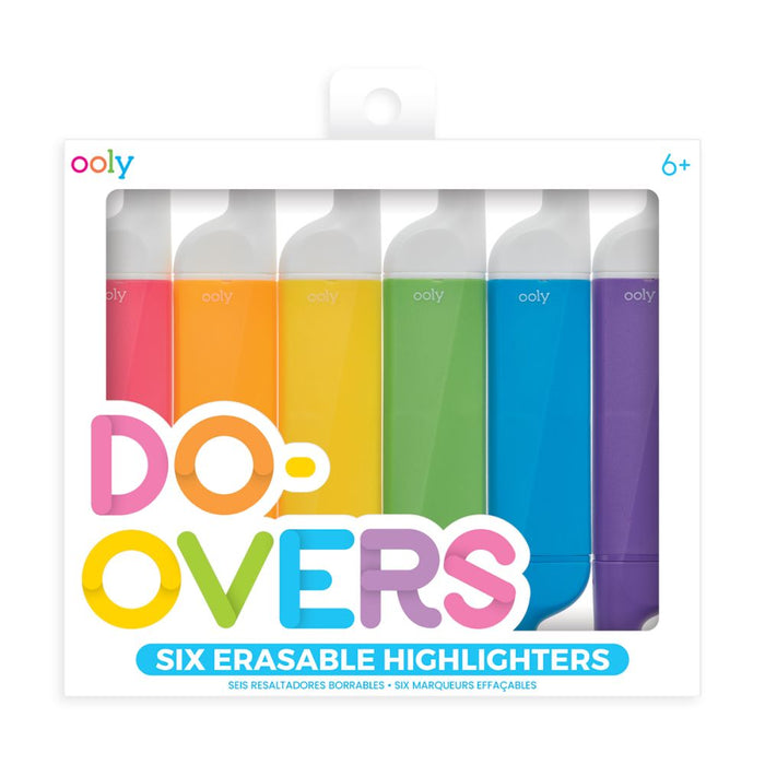 Ooly Do Overs 6 Neon Erasable Highlighters with Eraser on each end 6yrs+