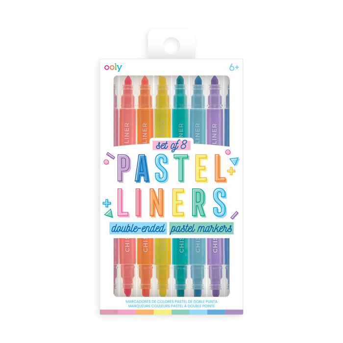 Ooly Markers 8 Pastel Liners with Fine Tip and chisel tip double ended  6yrs+
