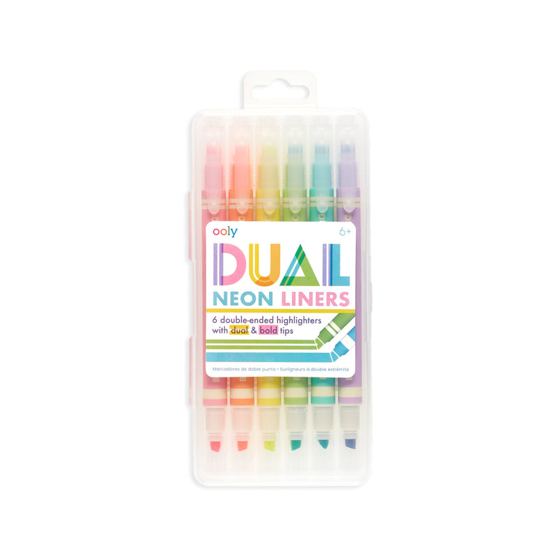 Ooly 6 Dual Neon Liners Double Ended Highlighters with dual-nibbed ends for planer and note taking Stationary Art and craft for kids Retired 6yrs+