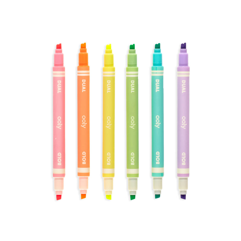 Ooly 6 Dual Neon Liners Double Ended Highlighters with dual-nibbed ends for planer and note taking Stationary Art and craft for kids Retired 6yrs+