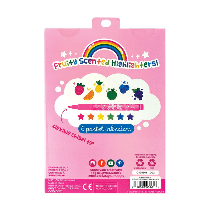 Ooly Yummy Yummy 6 Pastel Highlighters Fruit Scented Flexible Tip  3yrs+