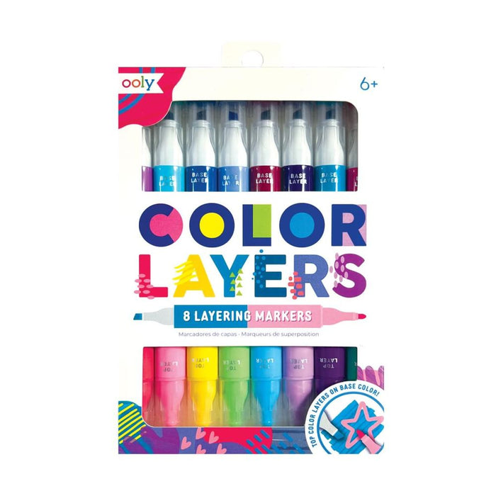 Ooly 8 Colour Layer Markers Chisel Tip and Point Tip Double Ended 6yrs+