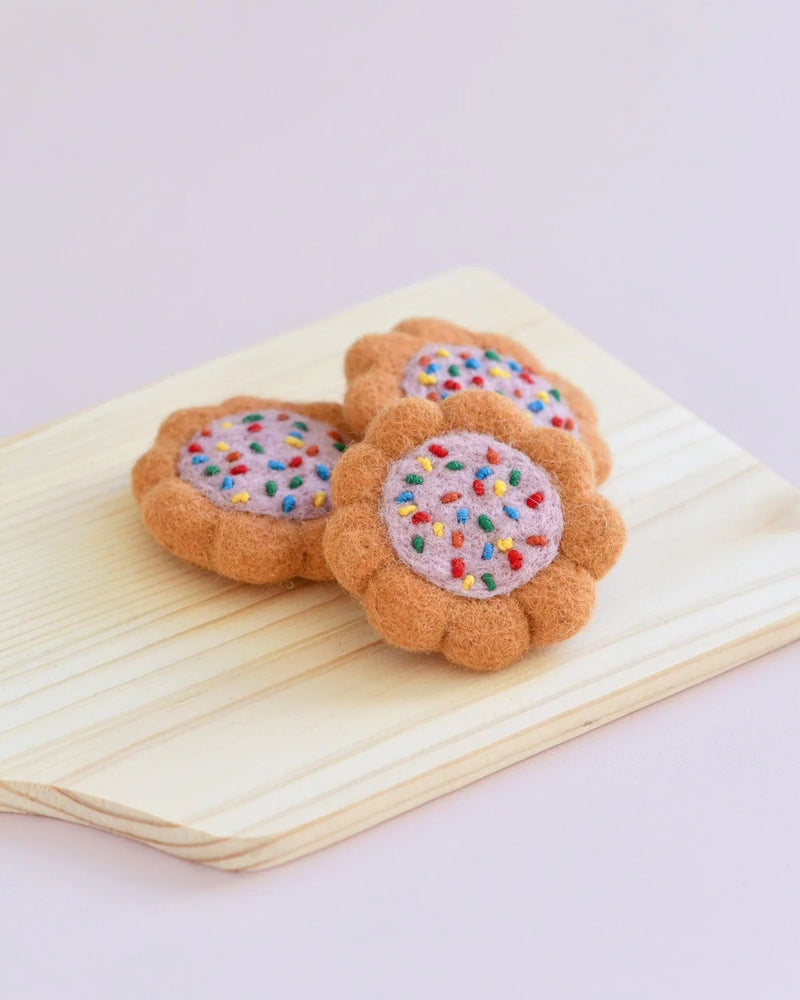 Tara Treasures Felt 100s and 1000s Biscuits Set of 3 Play Food Pretend and Imaginative Play Kitchen 3yrs+