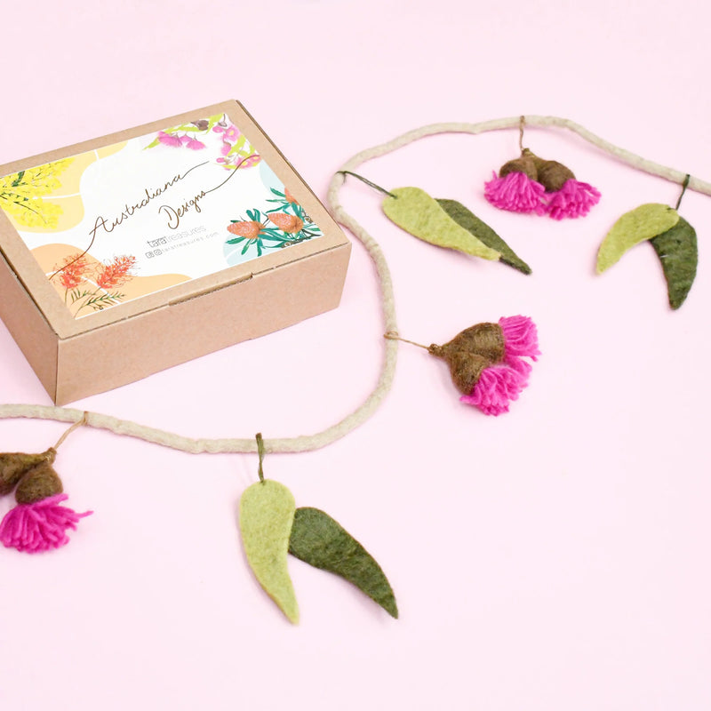 Tara Treasures Felt Eucalyptus and Gum Blossoms Australian Garland Baby Toys Baby Gift Ideas