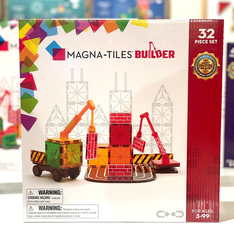 Magna Tiles Builder with Crane and Road 32 Piece Set Magnetic Tiles Best Seller 3yrs+