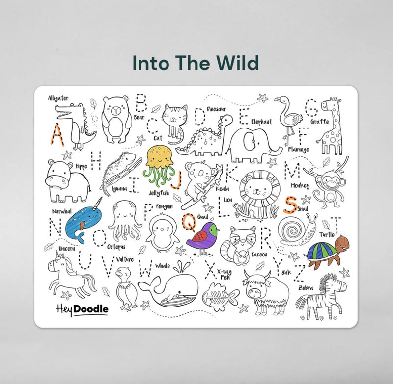 Hey Doodle ABC Into the Wild Travel Art and craft for kids Travel Toys Wild Animals Early Literacy Motor Skills Best Seller Most Loved in Store 3yrs+