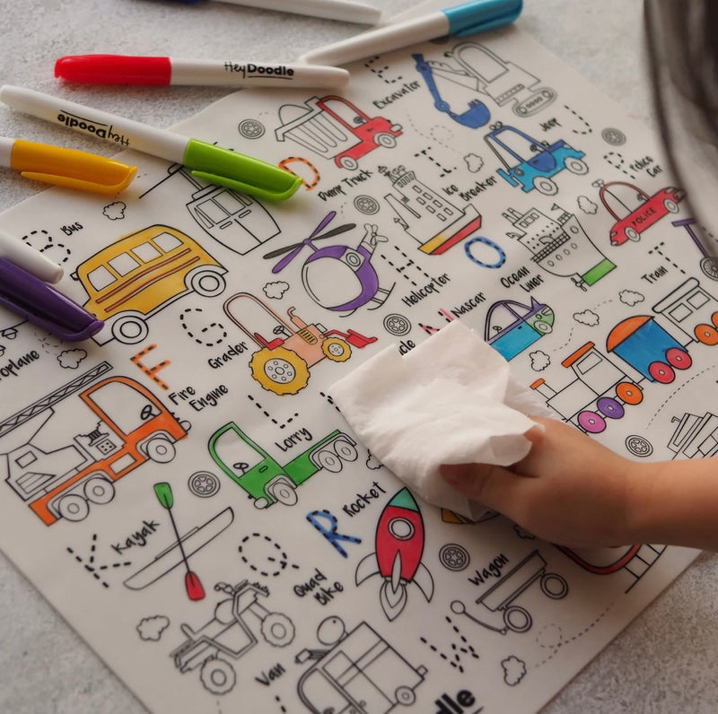 Hey Doodle ABC Toot Toot Honk Art and craft for kids Travel Toy Car Early Literacy Motor Skills Best Seller Most Loved in Store 3yrs+