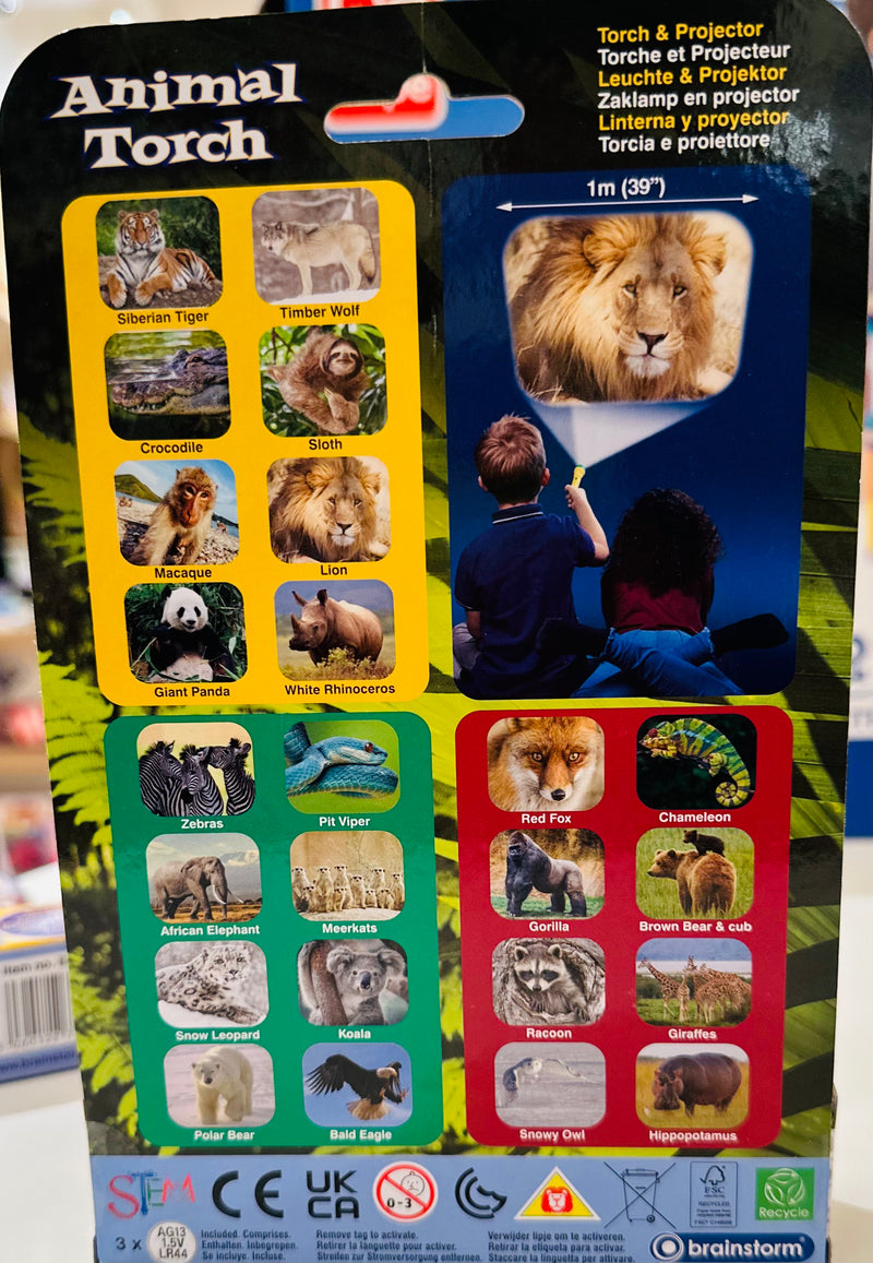 Animal Torch and Projector by Brainstorm Toddler Outdoor Travel Toys Early Science STEM Toys Best Seller 3yrs+