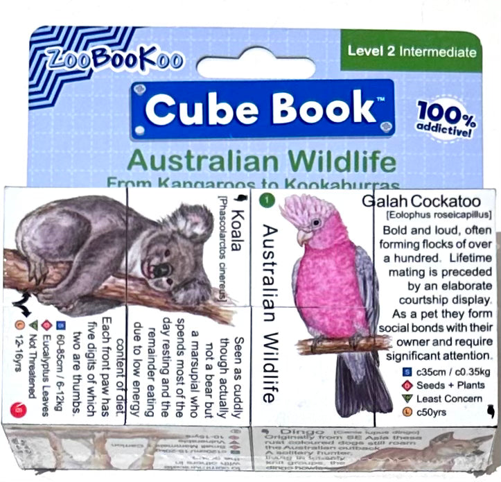 ZooBooKoo Australian Wildlife Cube Book Travel Toys Australian Animals 4yrs+