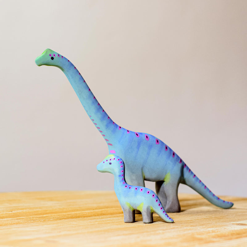 Wooden Brontosaurus Set of 2 by BumbuToys Wooden Animals Dinosaur Toys Dinosaur and Dragon Theme 3yrs+