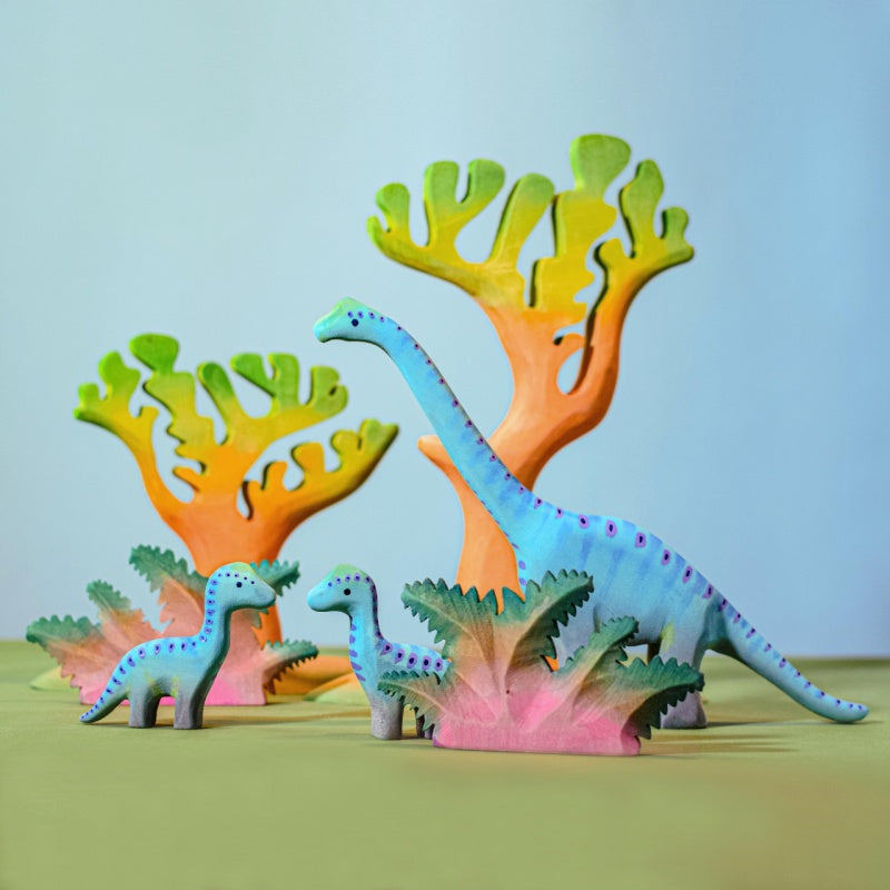 Wooden Brontosaurus Set of 2 by BumbuToys Wooden Animals Dinosaur Toys Dinosaur and Dragon Theme 3yrs+