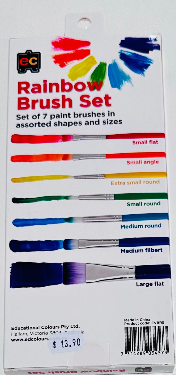 Rainbow Brush Set of 7 By Educational Colours Art and craft for kids 3yrs+