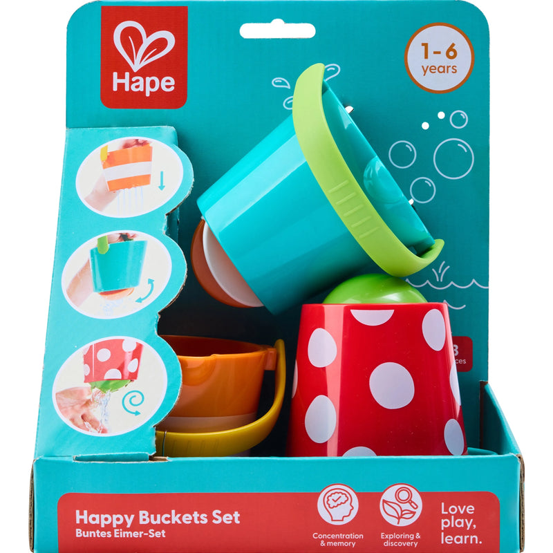 Hape Little Splashers Happy Buckets 3 Pieces Bath Toys for Toddlers Best Seller 12m+