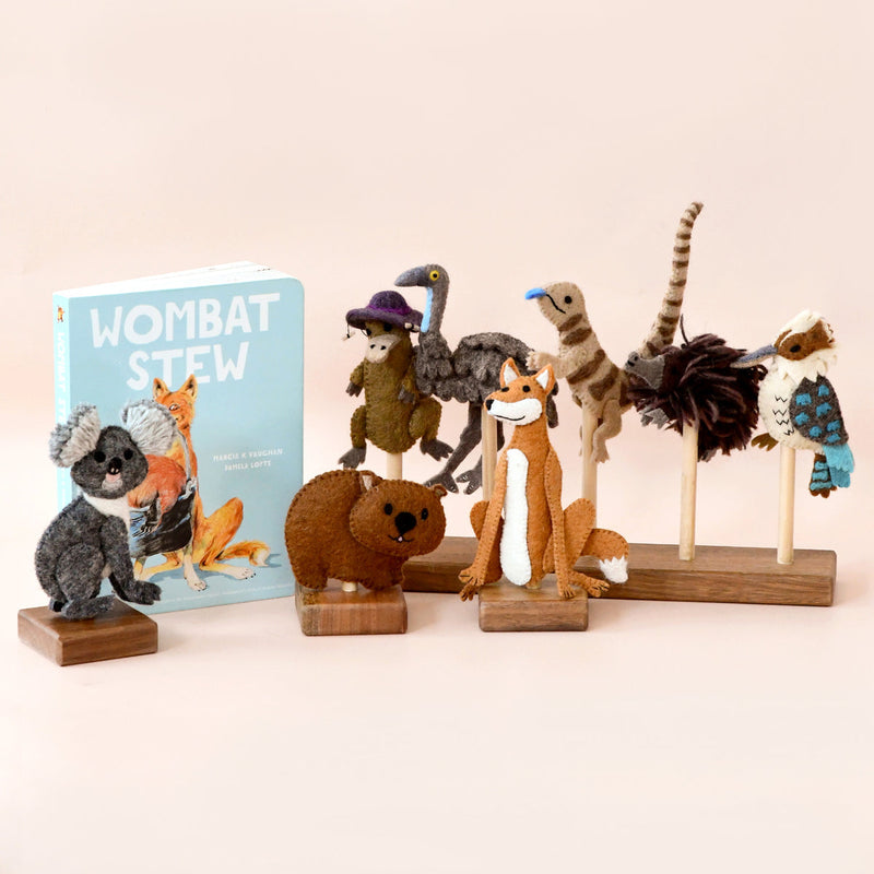 Tara Treasures Felt Wombat Stew Finger Puppet Set Pretend & Imaginative Play Toys 3yrs+