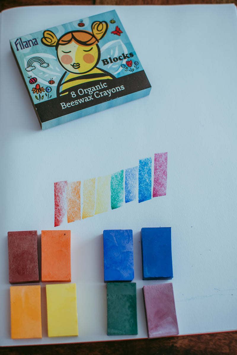 Filana Organic Beeswax Crayons Waldorf Education Inspired 8 Blocks Stationary Art and craft for kids 3yrs+