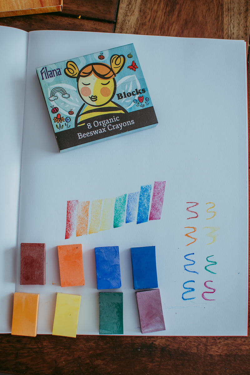 Filana Organic Beeswax Crayons Waldorf Education Inspired 8 Blocks Stationary Art and craft for kids 3yrs+