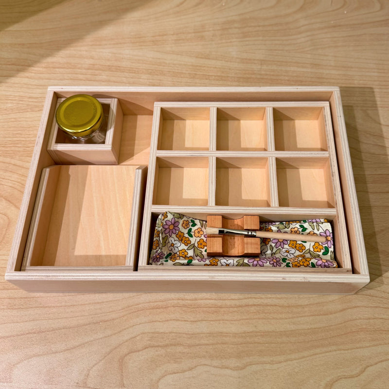 Montessori Glue Activity Box with Jar and Brush Practical Life Tools 2yrs+