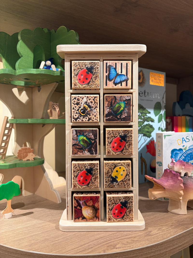 Yellow Door Wooden Bug Hotel 10 Frame Counting Set 11pcs with Chalk Board Early Maths Bug Toys 18m+