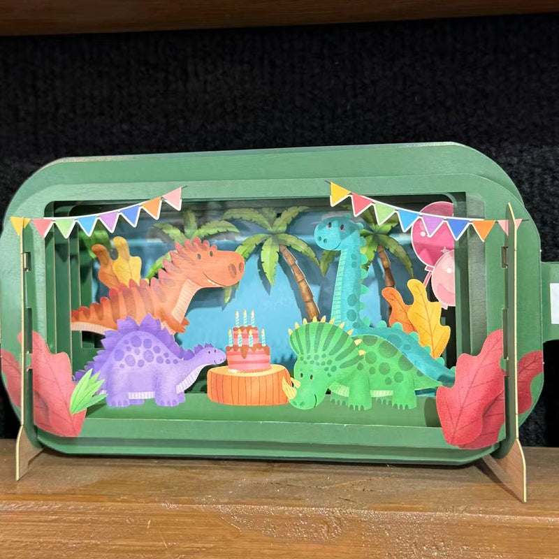 Dinosaur Party 3D Pop Up Greeting Card by Alljoy Design Birthday card