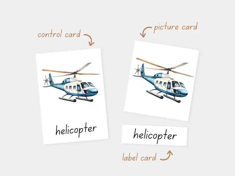 Montessori 3 Part Cards Nomenclature Transportation English