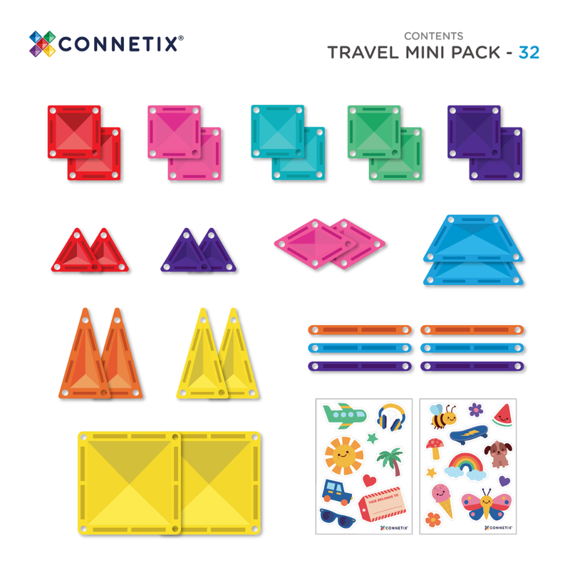 Connetix Tiles 32 Piece Travel Mini Pack NEW 2026 Travel Toys 3yrs+