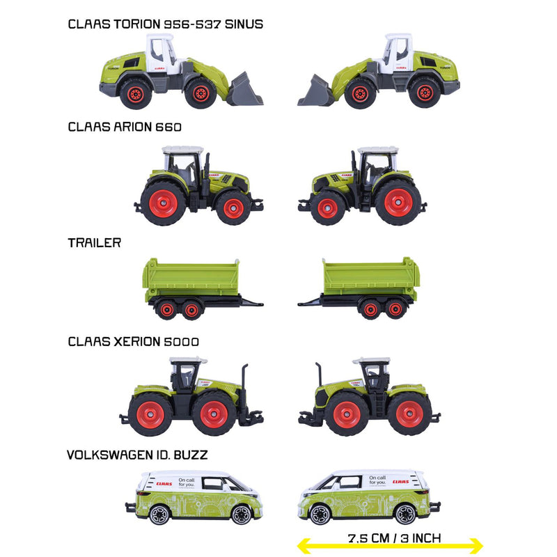 Majorette Classic Farm Vehicles 5pcs Metal Travel Toys Car Gift Idea for 3yrs+