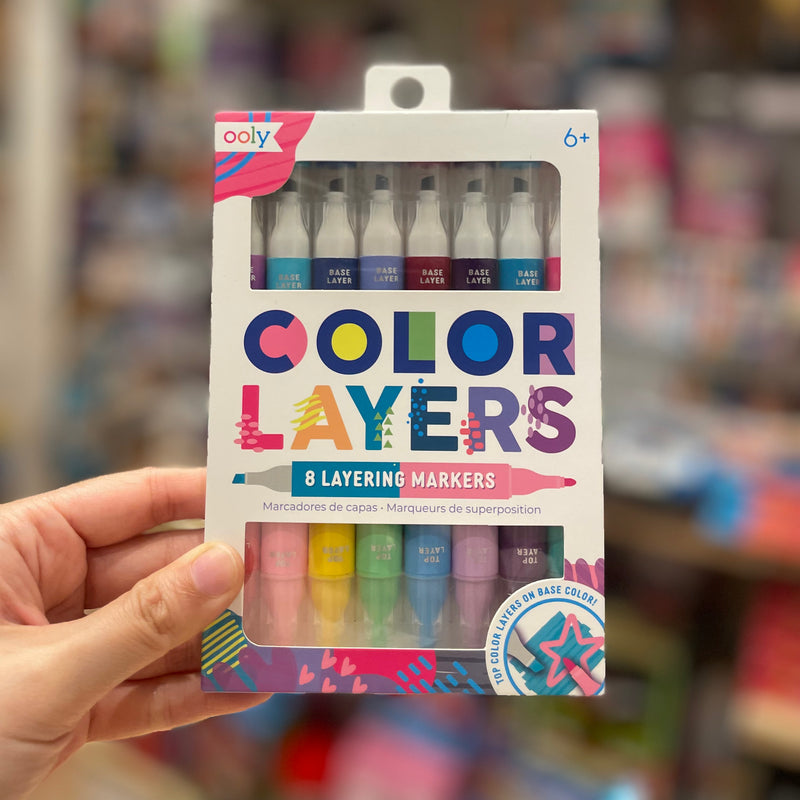 Ooly 8 Colour Layer Markers Chisel Tip and Point Tip Double Ended Stationary Art and craft for kids 6yrs+