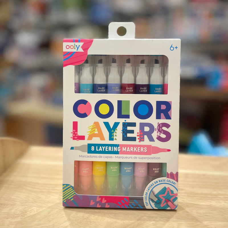 Ooly 8 Colour Layer Markers Chisel Tip and Point Tip Double Ended Stationary Art and craft for kids 6yrs+