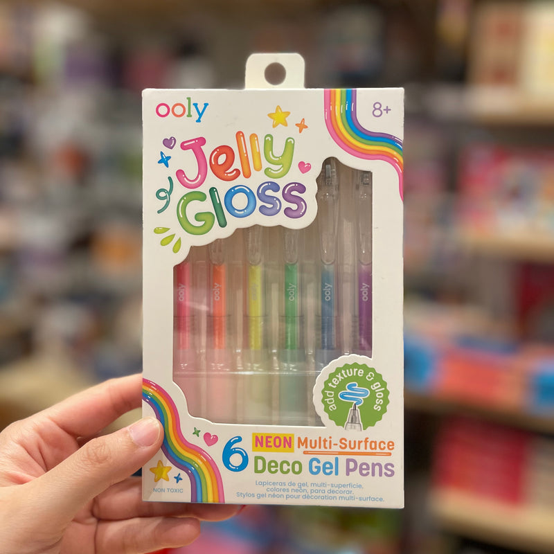 Ooly Jelly Gloss Neon Multi-Surface Gel Pens 6 Colours Stationary Art and Craft for Kids 8yrs+