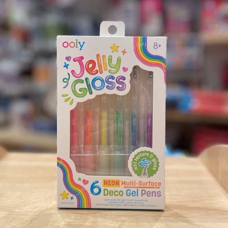 Ooly Jelly Gloss Neon Multi-Surface Gel Pens 6 Colours Stationary Art and Craft for Kids 8yrs+