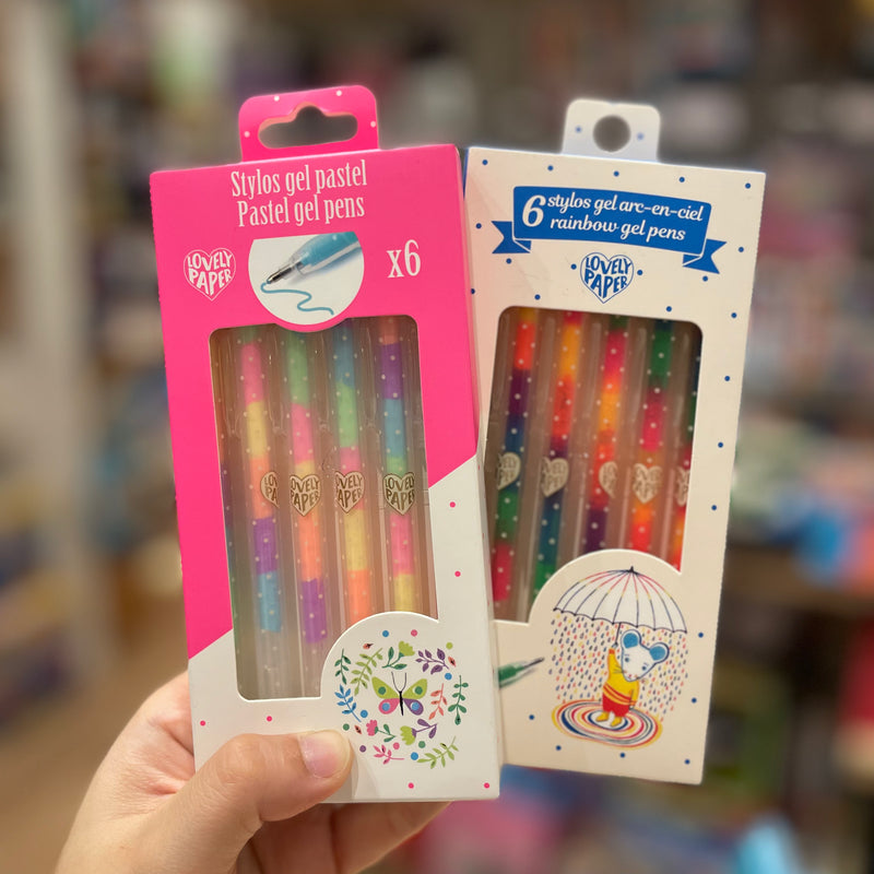 Gel Pens with 6 exchangeable colours 6pc in Rainbow or Pastel by Djeco Stationary Art and craft for kids Best Seller 3yrs+