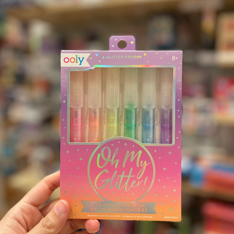 Ooly 6 Oh My Glitter Neon Highlighters Stationary Art and craft for kids 6yrs+