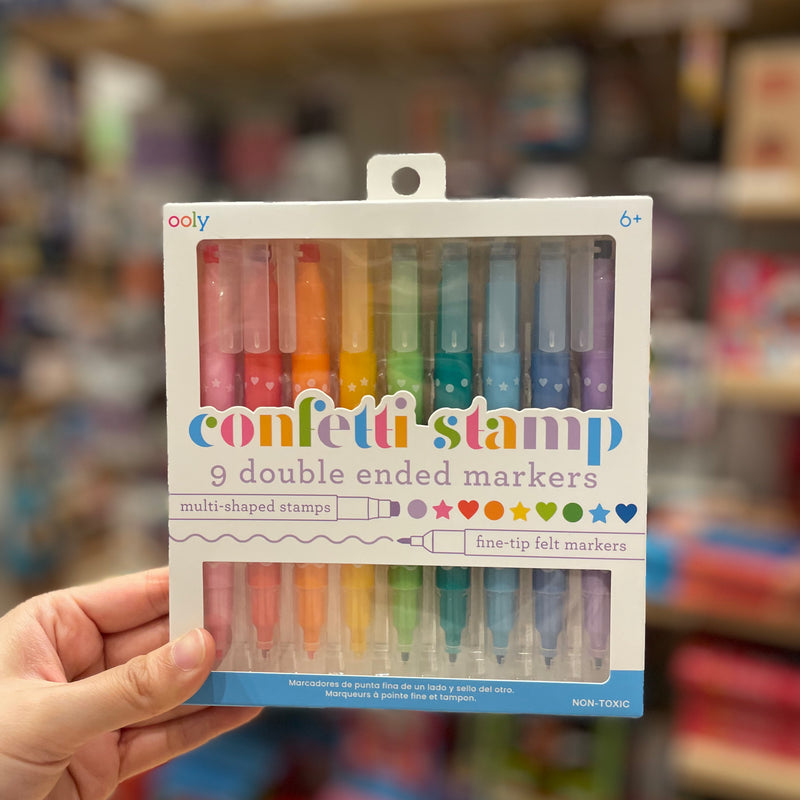 Ooly Confetti Stamp 9 Double Sided Felt tip Markers Stationary Art and craft for kids 6yrs+