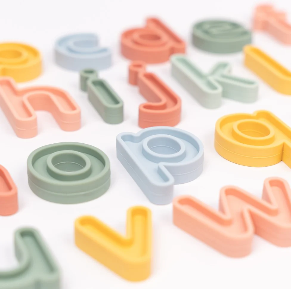 Inspire My Play Lowercase Letter Silicone Alphabet Spelling Set 57pcs with Storage Bag Early Literacy 3yrs+