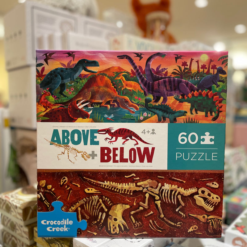 Crocodile Creek Jizsaw Puzzles Above & Below 60 pcs Dinosaur World Dinosaur Toys Dinosaur and Dragon Theme 4yrs+