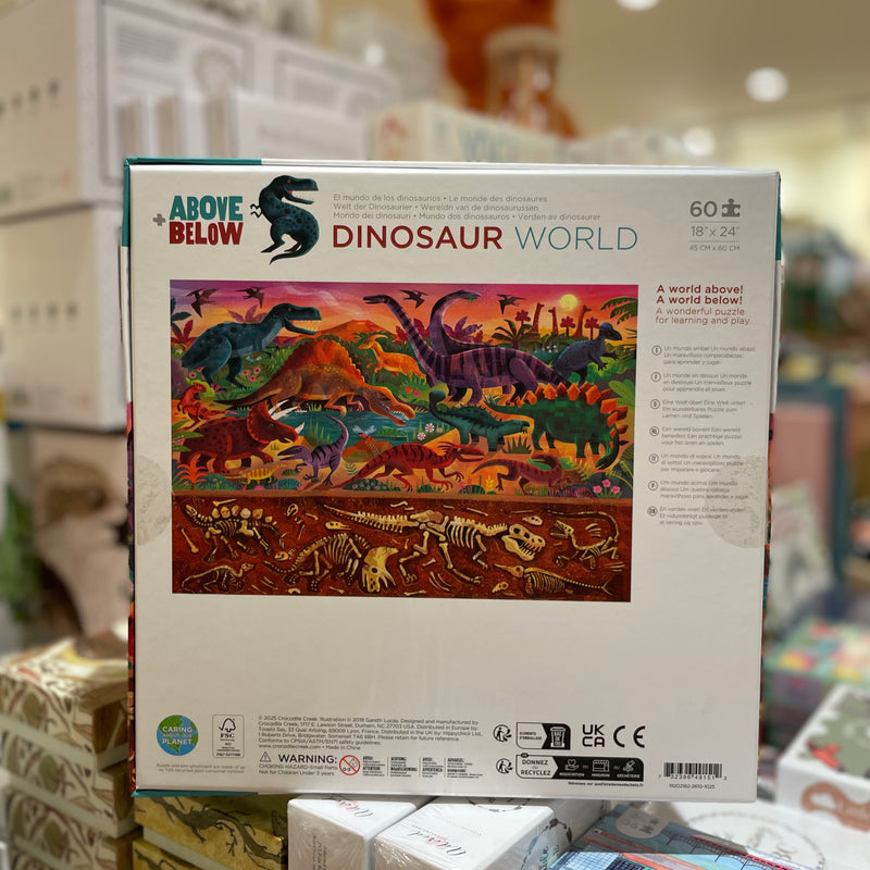 Crocodile Creek Jizsaw Puzzles Above & Below 60 pcs Dinosaur World Dinosaur Toys Dinosaur and Dragon Theme 4yrs+