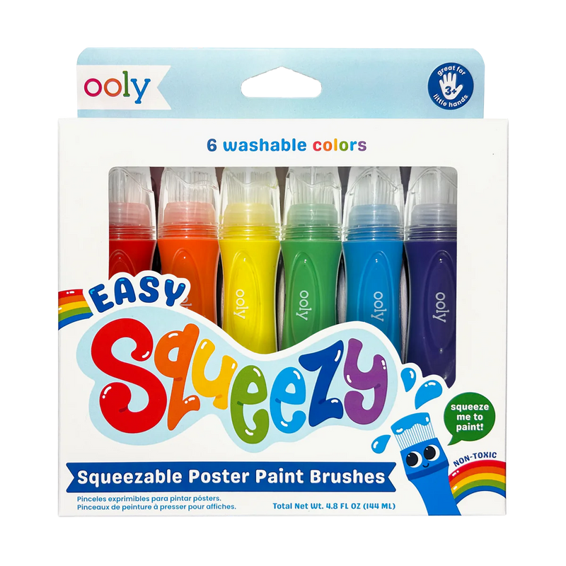 Ooly Set of 6 Easy Squeezy Squeezable Poster Paint Brushes Stationary Art and Crafts for Toddlers 3yrs+