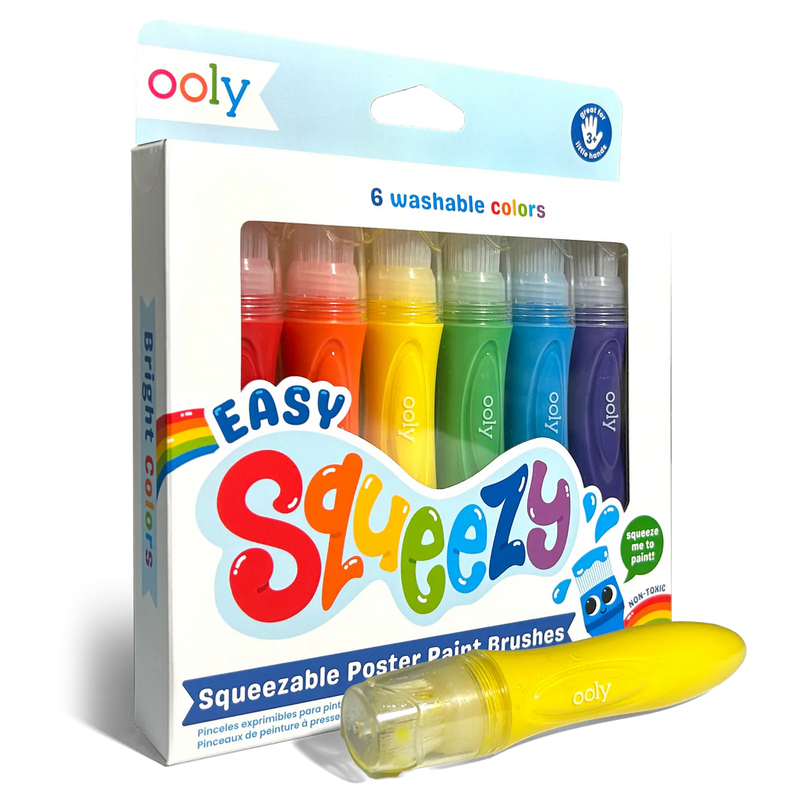 Ooly Set of 6 Easy Squeezy Squeezable Poster Paint Brushes Stationary Art and Crafts for Toddlers 3yrs+