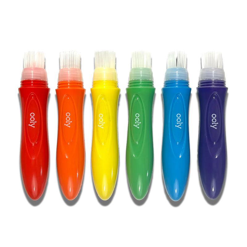 Ooly Set of 6 Easy Squeezy Squeezable Poster Paint Brushes Stationary Art and Crafts for Toddlers 3yrs+