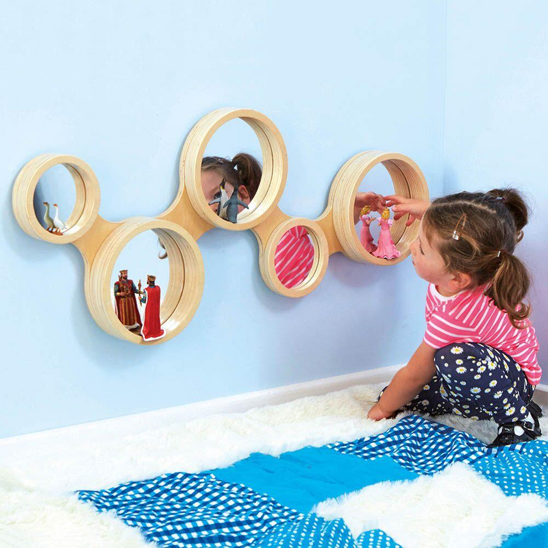Wooden Framed Circle Curiosity Mirror by TTS 93cm x 43cm Kids Furniture Baby and Toddler Range School Range (Bulky Shipping)